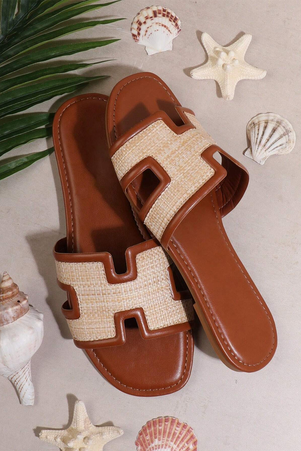 Coffee Hollow Out Open Toe Slippers