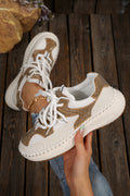 White Rhinestone PU Leather Platform Casual Sneakers