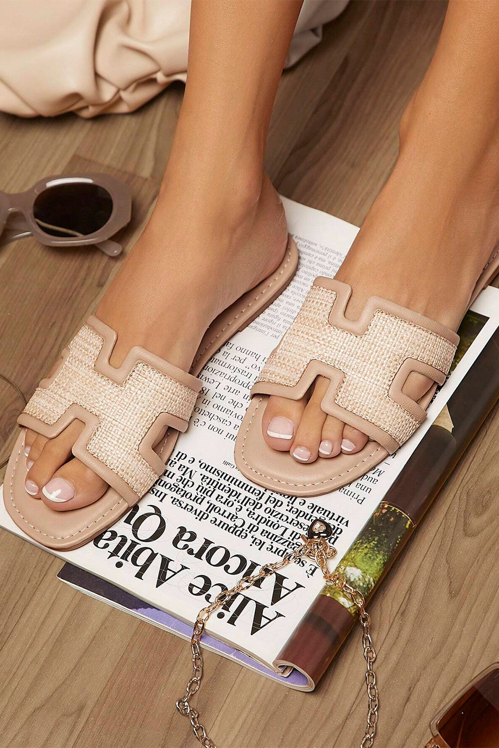 Coffee Hollow Out Open Toe Slippers