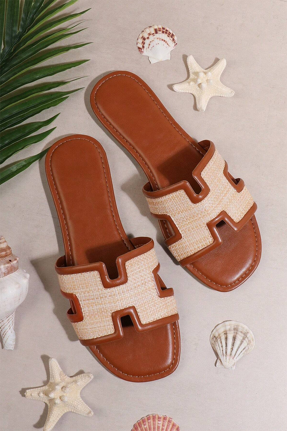 Coffee Hollow Out Open Toe Slippers