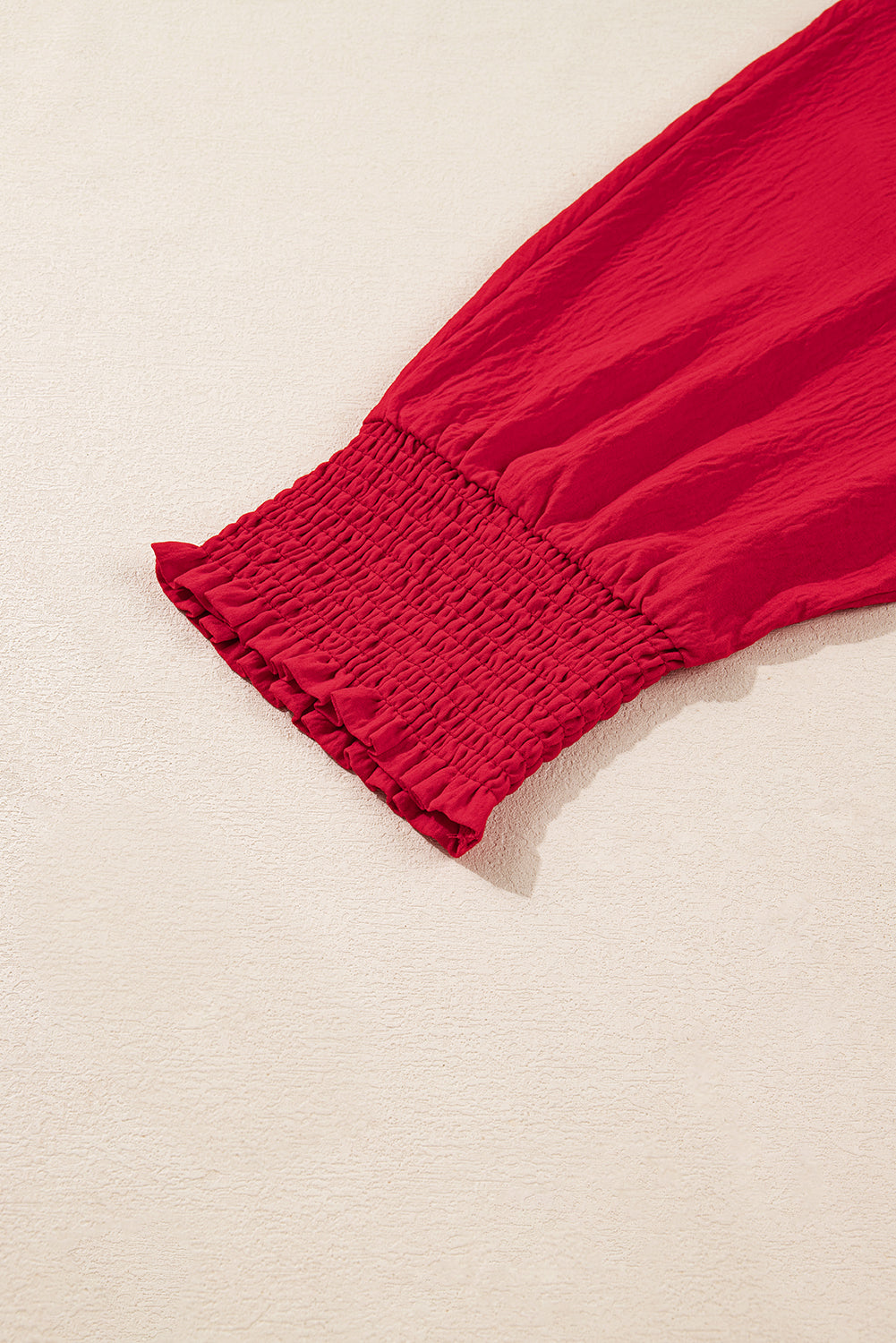 Fiery Red Plus Size Shirred Cuff Dolman Oversized Tunic Blouse