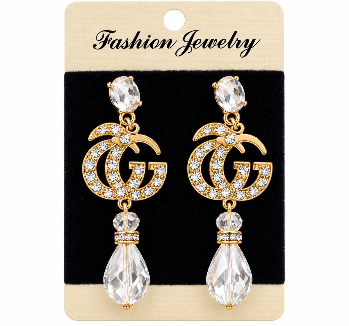 Gold Crystal Statement Drop Earrings
