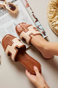 Coffee Hollow Out Open Toe Slippers