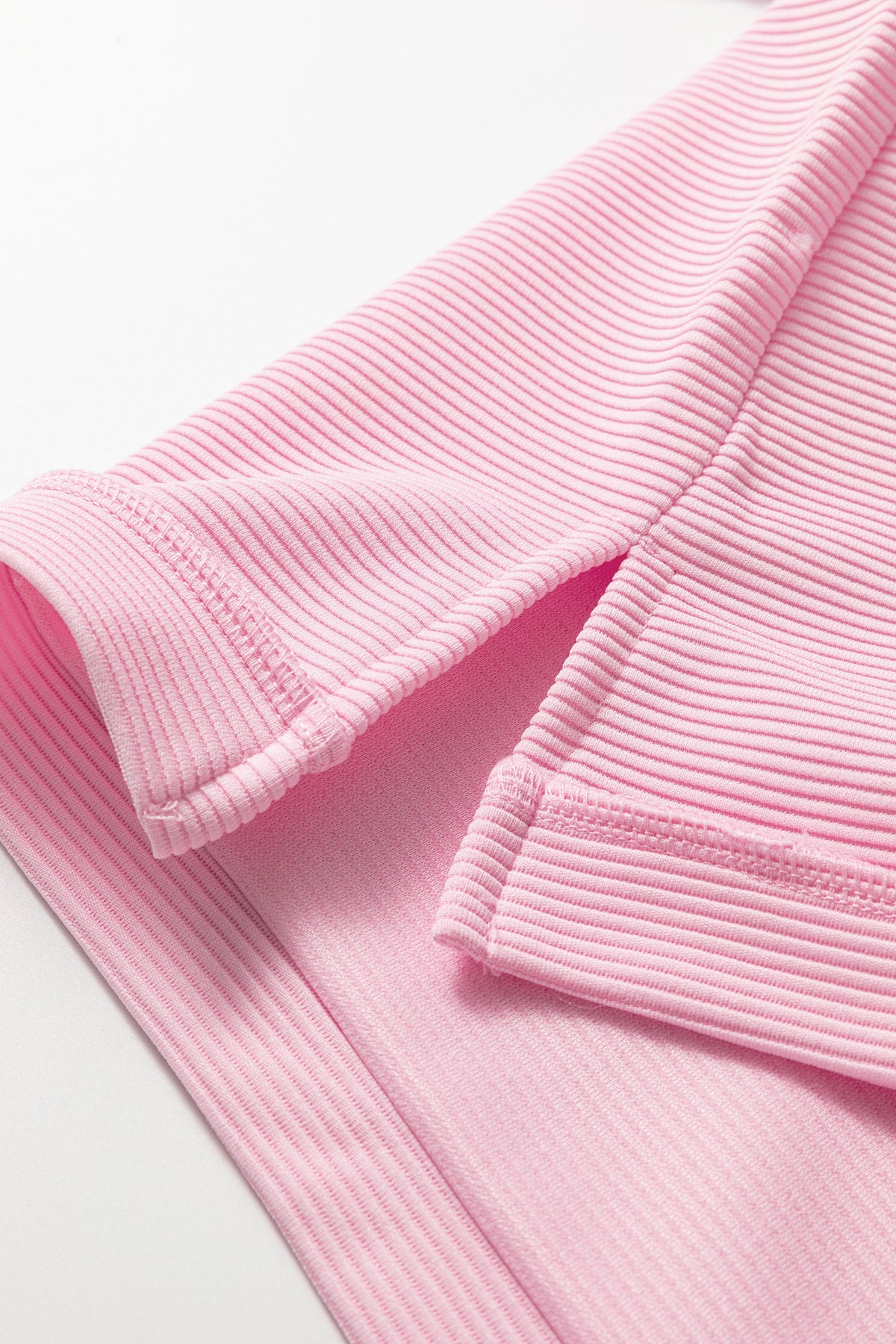 Pink Drop Shoulder Long Sleeve Plus Size Ribbed Top