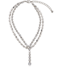 Silver Layered Rhinestone Y-Drop Necklace